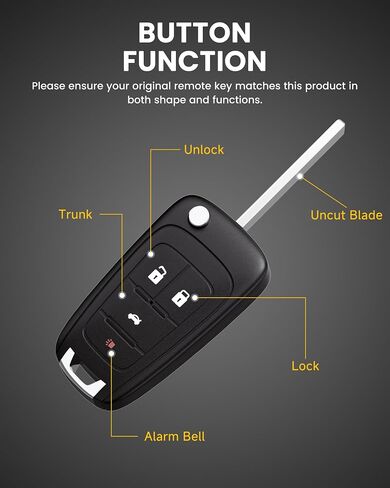 Car Key Fob Replacement for Chevy: Keyfob Replacement Fits for Chevy Cruze Equinox Malibu GMC Terrain Buick Encore Accessories Keyless Entry Remote Control (4 Buttons x2) in Saudi Arabia