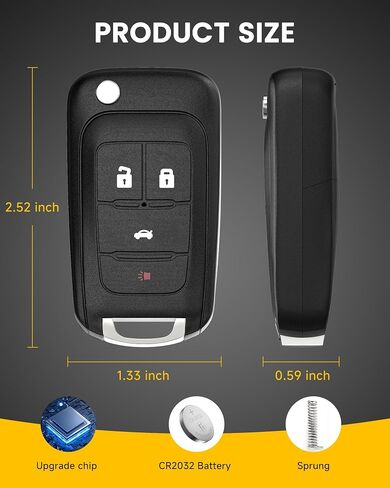 Car Key Fob Replacement for Chevy: Keyfob Replacement Fits for Chevy Cruze Equinox Malibu GMC Terrain Buick Encore Accessories Keyless Entry Remote Control (4 Buttons x2) in Saudi Arabia