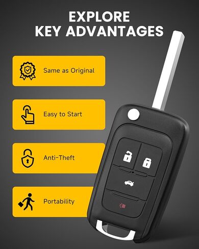 Car Key Fob Replacement for Chevy: Keyfob Replacement Fits for Chevy Cruze Equinox Malibu GMC Terrain Buick Encore Accessories Keyless Entry Remote Control (4 Buttons x2) in Saudi Arabia