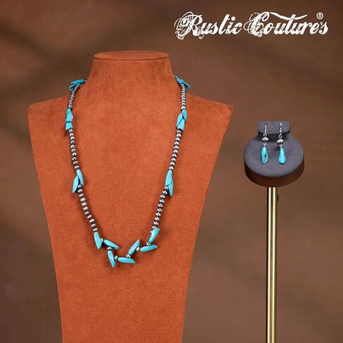 Rustic Couture's Western Turquoise Jewelry Set for Women Multi Layer Necklaces Navajo Cowgirl Beaded Neacklaces in Kuwait