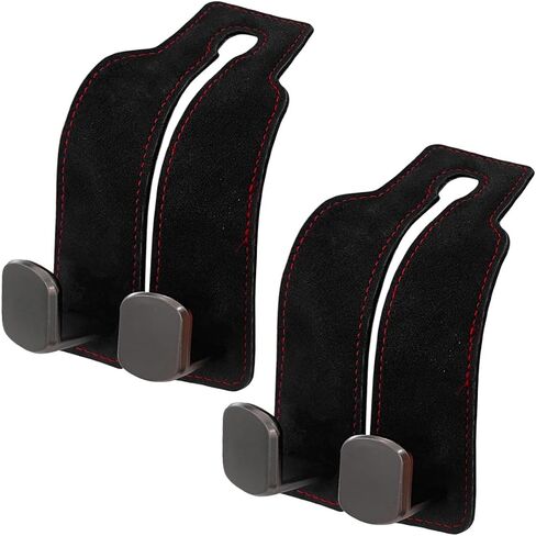 Car Seat Back Double Hooks for Headrest, Leather Car Back Seat Hooks for Purse and Bags, Upgraded 2 in 1 Purse Hook for Car Seat, Universal Vehicle Headrest Hangers for Car, Home (Black, 2PCS) in Kuwait