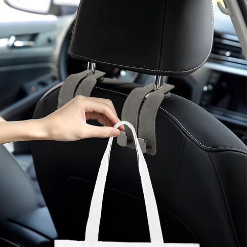 HONUTIGE 2 قطعة خطافات سيارة لمسند الرأس، 2 في 1 خطاف تخزين خلفي لمقعد السيارة خطاف مزدوج لمسند الرأس للسيارة ومحفظة السيارة وإكسسوارات تنظيم السيارة للحقائب والمحافظ وحقائب اليد (بني) in Kuwait