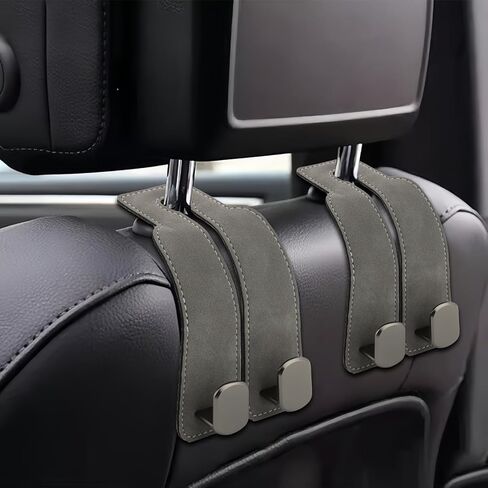 HONUTIGE 2 قطعة خطافات سيارة لمسند الرأس، 2 في 1 خطاف تخزين خلفي لمقعد السيارة خطاف مزدوج لمسند الرأس للسيارة ومحفظة السيارة وإكسسوارات تنظيم السيارة للحقائب والمحافظ وحقائب اليد (بني) in Kuwait