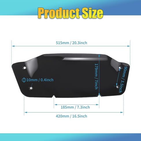 7" Wave Windshield Windscreen Wind Splitter fits for Harley Touring Street Glide FLHX 2023-2024, CVO Street Glide FLHXSE 2023-2024 (Black) in Saudi Arabia