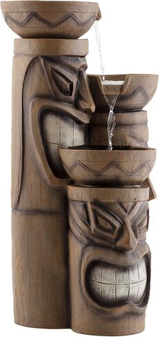 Alpine Corporation GIL838 أرضية خارجية 3 طبقات بولينيزية مهدئة، نافورة شلال، 29 بوصة، بني in Kuwait