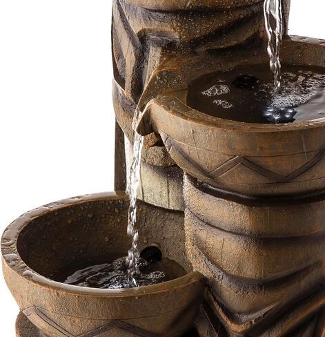 Alpine Corporation GIL838 أرضية خارجية 3 طبقات بولينيزية مهدئة، نافورة شلال، 29 بوصة، بني in Kuwait