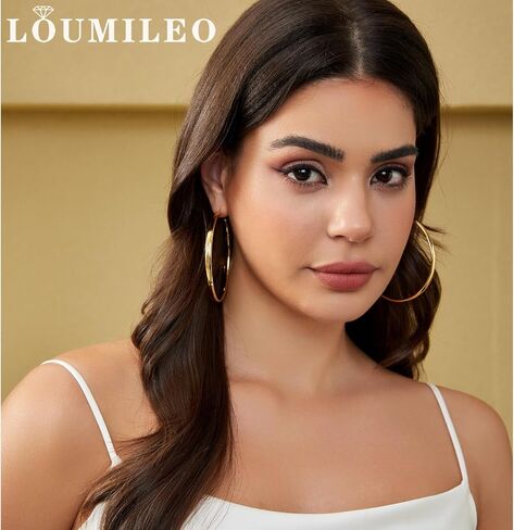 LOUMILEO S925 Sterling Silver Hoop Earrings 5mm Wide Silver Hoop Earrings for Women Hypoallergenic Large Silver Hoop Earrings Lightweight Big Hoop Earrings for Women (30/40/50/60/70mm) in Saudi Arabia