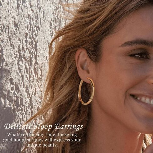 LOUMILEO S925 Sterling Silver Hoop Earrings 5mm Wide Silver Hoop Earrings for Women Hypoallergenic Large Silver Hoop Earrings Lightweight Big Hoop Earrings for Women (30/40/50/60/70mm) in Saudi Arabia