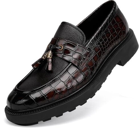 Men's Luxury Tassel Leather Dress Shoes, Classic Casual Tassel Business Penny Loafer Party Shoes Wedding Loafers for Mens in Saudi Arabia