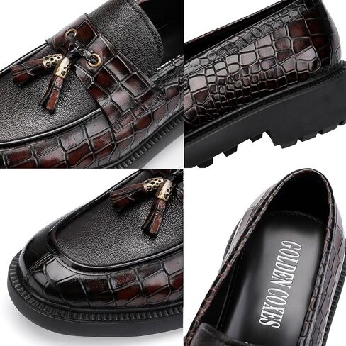 Men's Luxury Tassel Leather Dress Shoes, Classic Casual Tassel Business Penny Loafer Party Shoes Wedding Loafers for Mens in Saudi Arabia