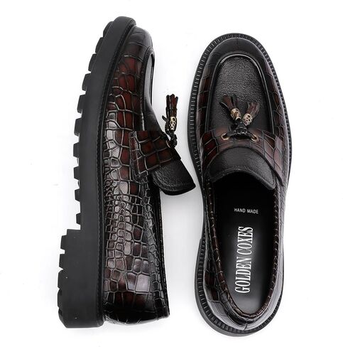 Men's Luxury Tassel Leather Dress Shoes, Classic Casual Tassel Business Penny Loafer Party Shoes Wedding Loafers for Mens in Saudi Arabia