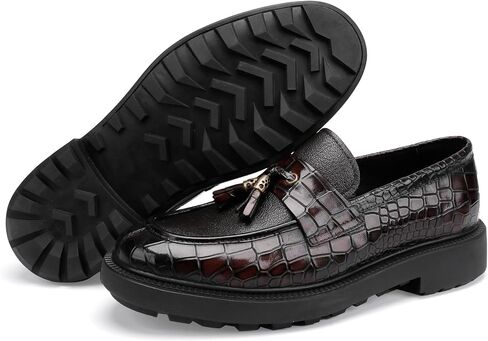 Men's Luxury Tassel Leather Dress Shoes, Classic Casual Tassel Business Penny Loafer Party Shoes Wedding Loafers for Mens in Saudi Arabia