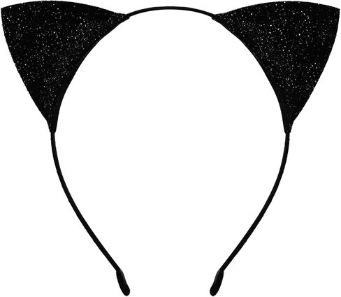 Cat Ears Headband for Women Girls, Halloween Cosplay Cat Costume Hair Accessories for Adult Kids Black in Kuwait