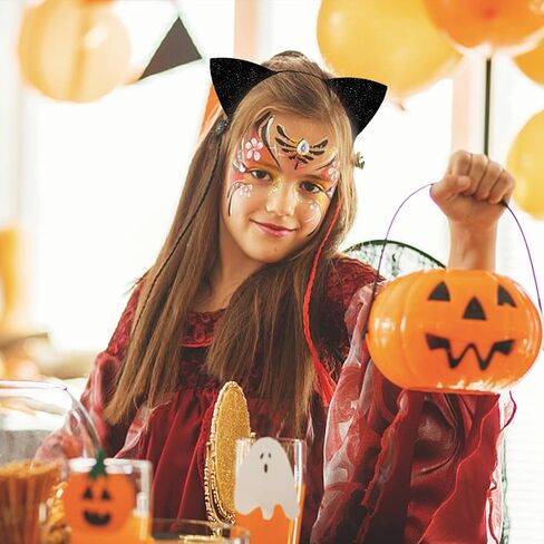 Cat Ears Headband for Women Girls, Halloween Cosplay Cat Costume Hair Accessories for Adult Kids Black in Kuwait