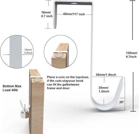 عبوتان من خطافات فوق الباب، رف منظم معدني قوي فوق الباب مع 10 خطافات خشبية لغرفة المعيشة والحمام وغرفة النوم والملابس المعلقة للمطبخ والمناشف والقبعات والمعاطف والحقائب in Kuwait