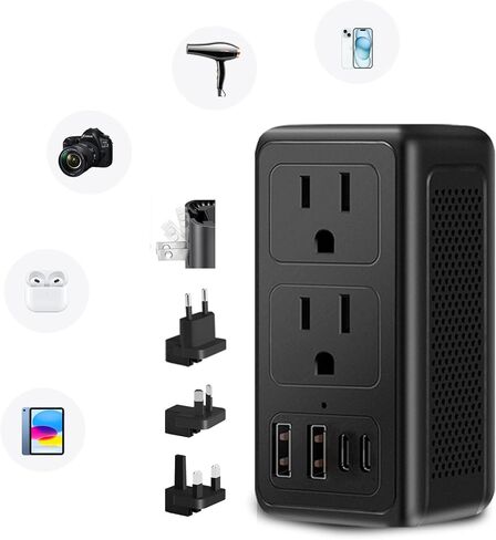 محول جهد 220 فولت إلى 110 فولت من الولايات المتحدة إلى أوروبا، محول قابس للسفر مع 2 USB A و2 USB C in Kuwait