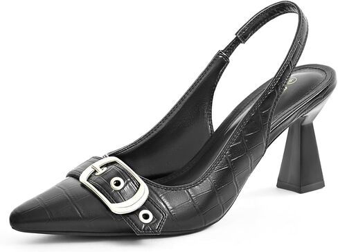 Slingback Kitten Heels for Women Closed Pointed Toe Pumps Dress Shoes with Buckle Strap Comfortable Slip On Sandal Heels for Work Party Wedding in Kuwait