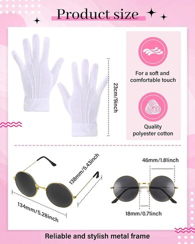Yunlly 5 PCS Halloween Mouse Costume Accessories Set Folding Blind Cane Pink Mouse Headband Nose White Gloves Round Glasses in Kuwait