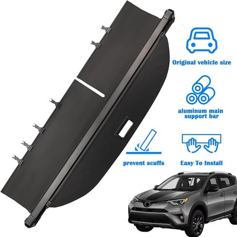 Marretoo Cargo Cover for Toyota Rav4 2013 2014 2015 2016 2017 2018 for Toyota Rav4 Accessories Black Retractable Factory Style SUV Trunk Cover Cargo Security Shade Trunk Cover in Kuwait