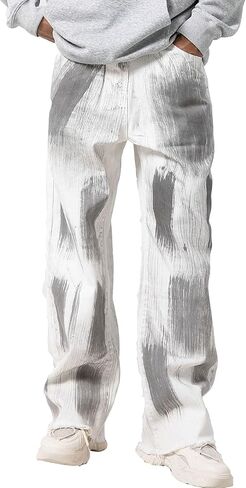 Men's Baggy Jeans Y2K Vintage 90's Hip Hop Ripped Aesthetic Style Denim Pants Straight Leg Pants Streetwear in Kuwait