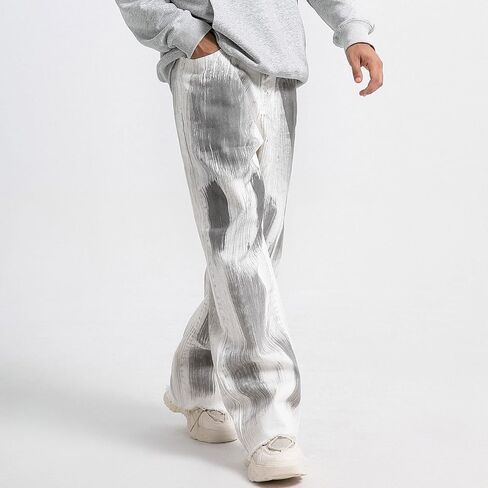 Men's Baggy Jeans Y2K Vintage 90's Hip Hop Ripped Aesthetic Style Denim Pants Straight Leg Pants Streetwear in Kuwait