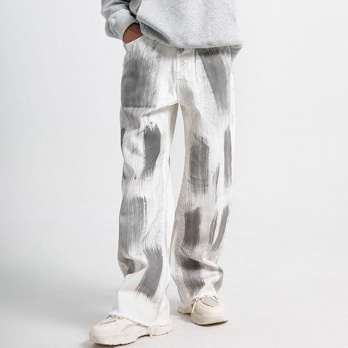 Men's Baggy Jeans Y2K Vintage 90's Hip Hop Ripped Aesthetic Style Denim Pants Straight Leg Pants Streetwear in Kuwait