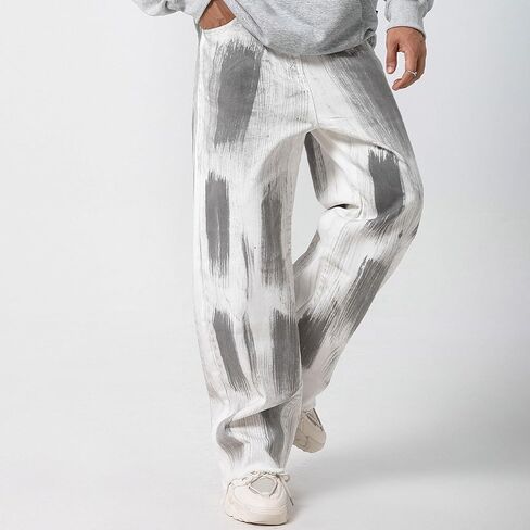 Men's Baggy Jeans Y2K Vintage 90's Hip Hop Ripped Aesthetic Style Denim Pants Straight Leg Pants Streetwear in Kuwait