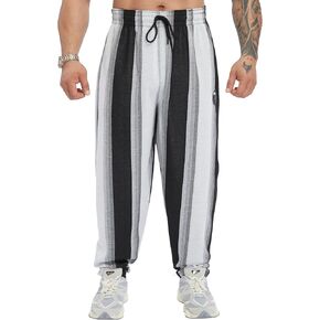 Men's Loose Fit Striped Sweatpants with Pockets, Oldschool Baggy Lifestyle Pants