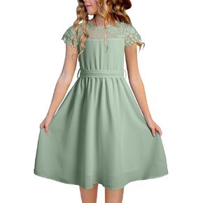 blibean Girls Summer Flower Dresses Semi Formal Lace Wedding Dress Size 6-15 Years