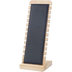 2PCS Bamboo Jewelry Necklace Display Stand with White Leather Soft Mat Necklace Pendant Tabletop Display Holder for Home Selling Shows