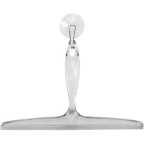 iDesign Plastic Bath Squeegee for Glass with Suction Hook Holder – 12", Clear