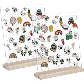Enamel Pin Display Organizers 2-Pack Acrylic Pins Display Board stand with 132 Holes, Clear Pin Collection Holder Pin Display Frame for Enamel Pin Lapel Pins Sport Pins