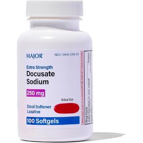 Major Docusate Sodium 250 mg - Extra Strength Stool Softener Laxative Softgels for Constipation Relief - Gentle Stool Softeners for Women, Men, and Kids Ages 12+ - 100 Softgels (3 Pack)