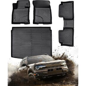 DiffCar® Floor Mats & Trunk mat for Ford Bronco Sport 2021 2022 2023 2024 2025 (only for Sport), All Weather TPE Car Accessories (Set of 4 Mats)