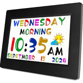 MASSII Kids Digital Alarm Talking Clock, 24 Alarms Custom Reminders, to-Do List, Auto DST & Calendar Display, Sleep Trainer, Easy to Use Birthday Gift- 7 Inch Blue