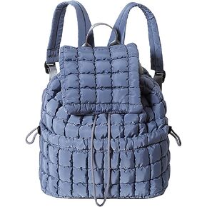 KJMYYXGS Quilted Puffer Backpack for Women Travel Lightweight String Backpack Drawstring Padding Gym Bag, Grey