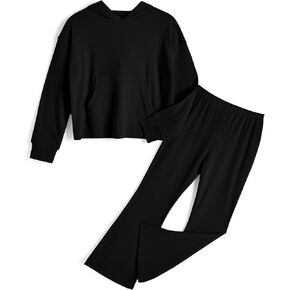 Girls' Clothing Sets Long Sleeve Crop Tops Hoodies and Flare Sweatpants Outfits Size 4-13 Years Old