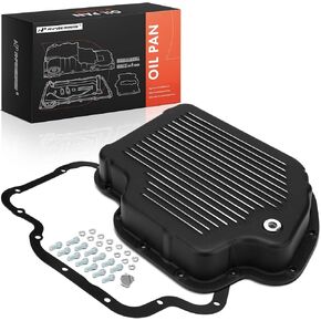 A-Premium Oil Pan Replacement for GM TH400 Transmission, Black, Finned Aluminum, 2-3/8" Pan Depth