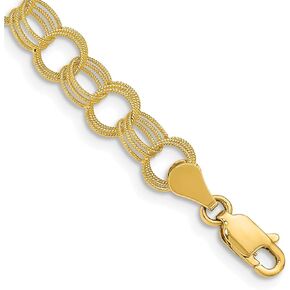 Avariah 14k Yellow Gold Solid Triple Link Charm Bracelet Chain Anklet Bracelet - 7" 8"