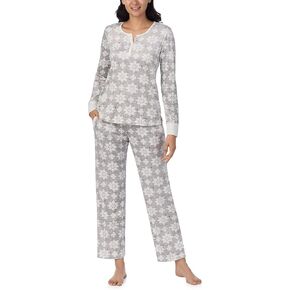 Nautica Womens Pajama Sets, 2 Piece Long Sleeve Henley and Pant Cozy Soft Lounge Sets for Women