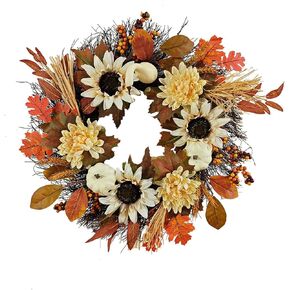 Wreaths for Front Door, Sunflower Door Hanger Basket Wreath Summer Spring Wreaths for Home Decoration Wedding Decor