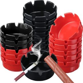 24 PiecesB0BNW4CT3R 4" Ashtrays Bulk Round Ashtray Melamine Ash Tray Outdoor Ashtray Home Ashtrays for Patio Outdoor Restaurant Kitchen Table Indoor Home Decoration (Black, Red)