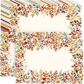 50 Pcs Fall Paper Placemats 11" x 17" Floral Flower Paper Placemats Vintage Leaves Disposable Paper Placemats for Thanksgiving Harvest Autumn Rustic Farmhouse Kitchen Dining Table Decorations