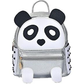 Panda Backpack Cute Waterproof Leather Small Travel Bag Adorable Gift Cinnamon