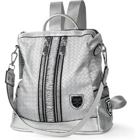 Backpack Purse for Women Multipurpose Large Womens Backpack Leather Convertible Satchel Travel Fashion Designer Ladies(silver)