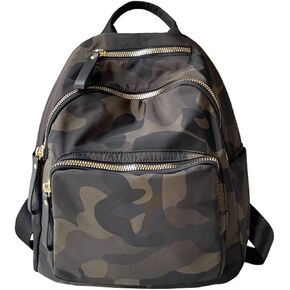 Women Nylon Backpack Anti-theft Fashion Casual Lightweight Travel Shoulder Bag Waterproof Bag (Camo) Medium