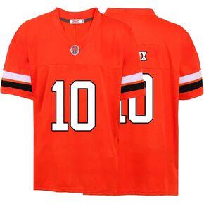Custom Mens/Youth Football Stitched T-Shirt for Sports Fan Orange No Brand/Logos