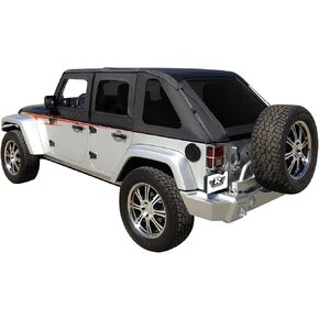 RAMPAGE PRODUCTS Frameless Trail Top for Jeep Wrangler JK | Tinted Windows, Sail Cloth, Black Diamond | 109835 | Fits 2007-2018 Jeep Wrangler JKU 4-Door
