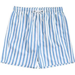 SHENHE Men's Striped Print Drawstring Waist Workout Gym Track Shorts Swim Trunks