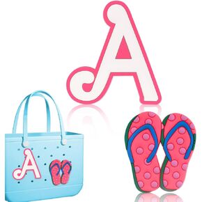 Pink Letter Charms for Bogg Bag, Alphabet Lettering Accessories Charms Compatible with Bogg Bag Original All Models, Insert Decorative Letter for Handbag, Beach Tote Bag Flip Flops and Letter A